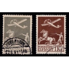 Gammel Luftpost - Danmark - Frimærke - AFA 181-82 - Stemplet.